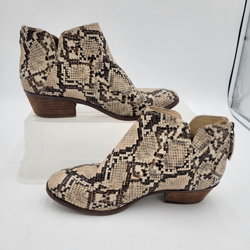 Michael by Michael Shannon Faux Snakeskin Print Ankle Booties Zip Back Size 7
